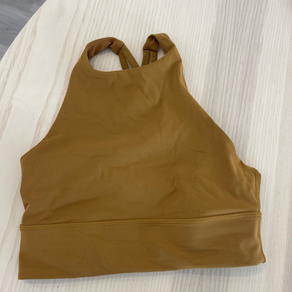 lululemon athletica High-Neck Sports Bra in Caramel Brown